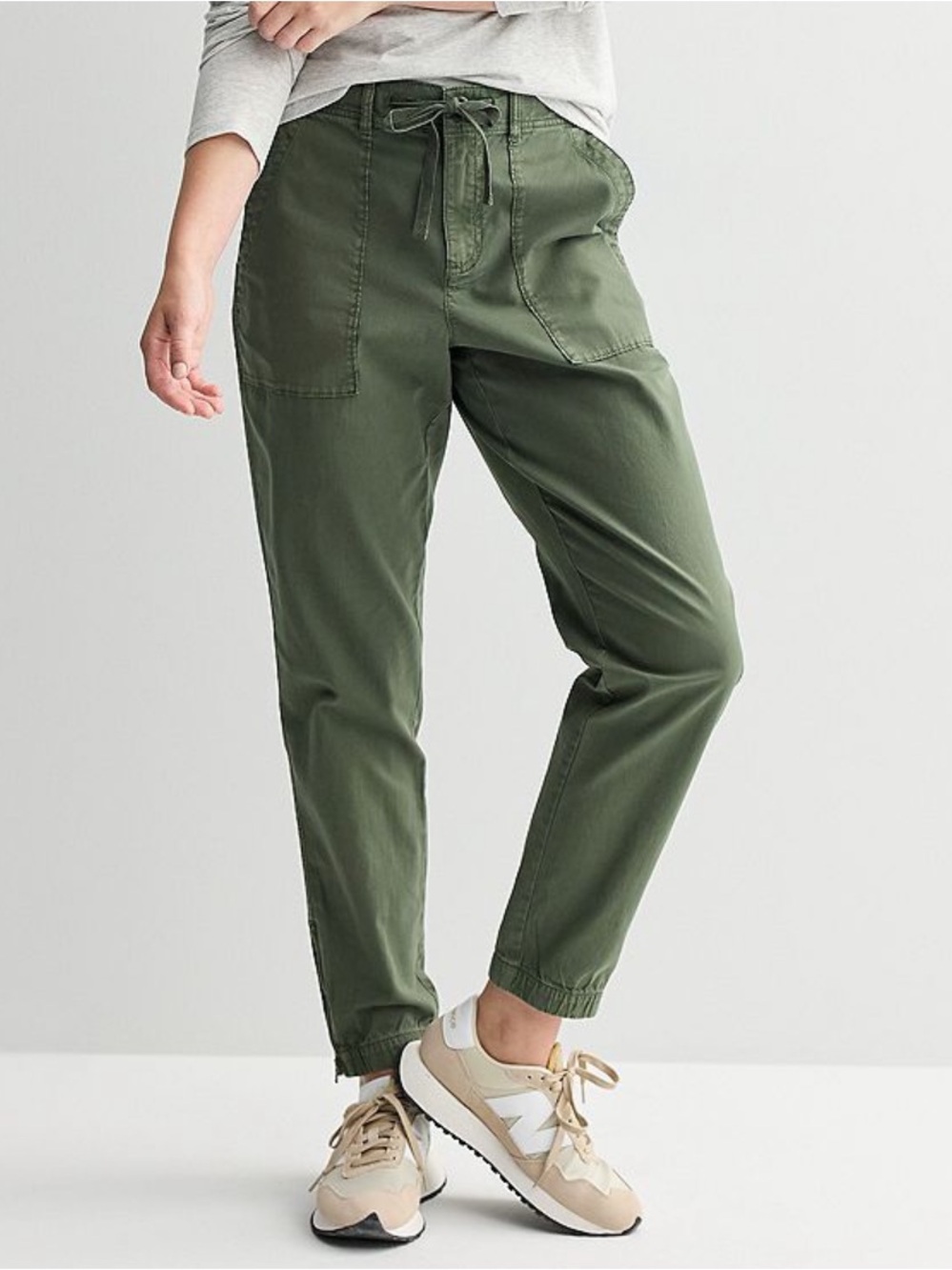 Sonoma Goods For Life High-Rise Olive Utility Drawstring Jogger Petite Large